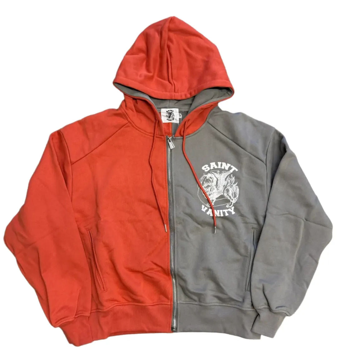 Saint Vanity 'Orange/Grey' Zip-Up Jacket Set