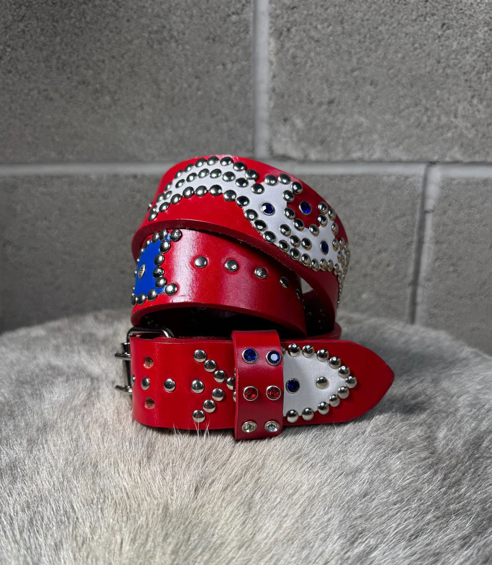 STUDDED RED BELT