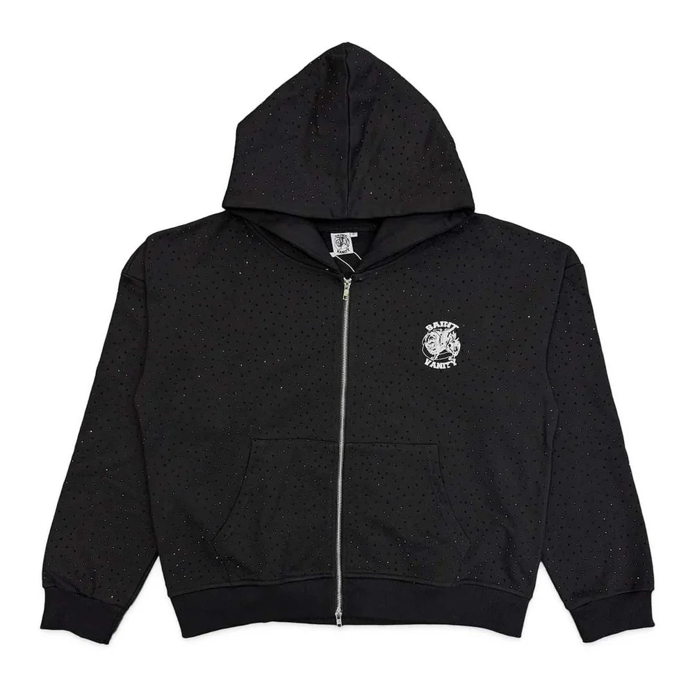 Saint Vanity Black Rhinestone ZIP Up