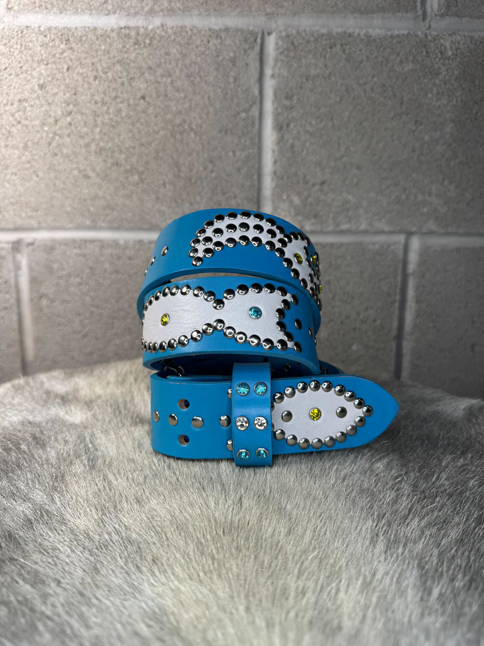STUDDED "LIGHT BLUE" BELT