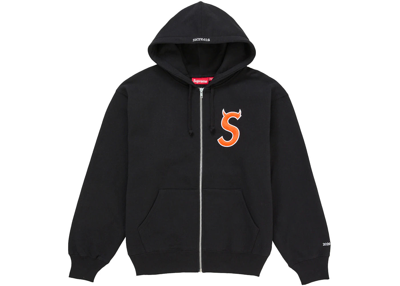 Supreme Devil S Logo Zip Up Hooded Sweatshirt Black