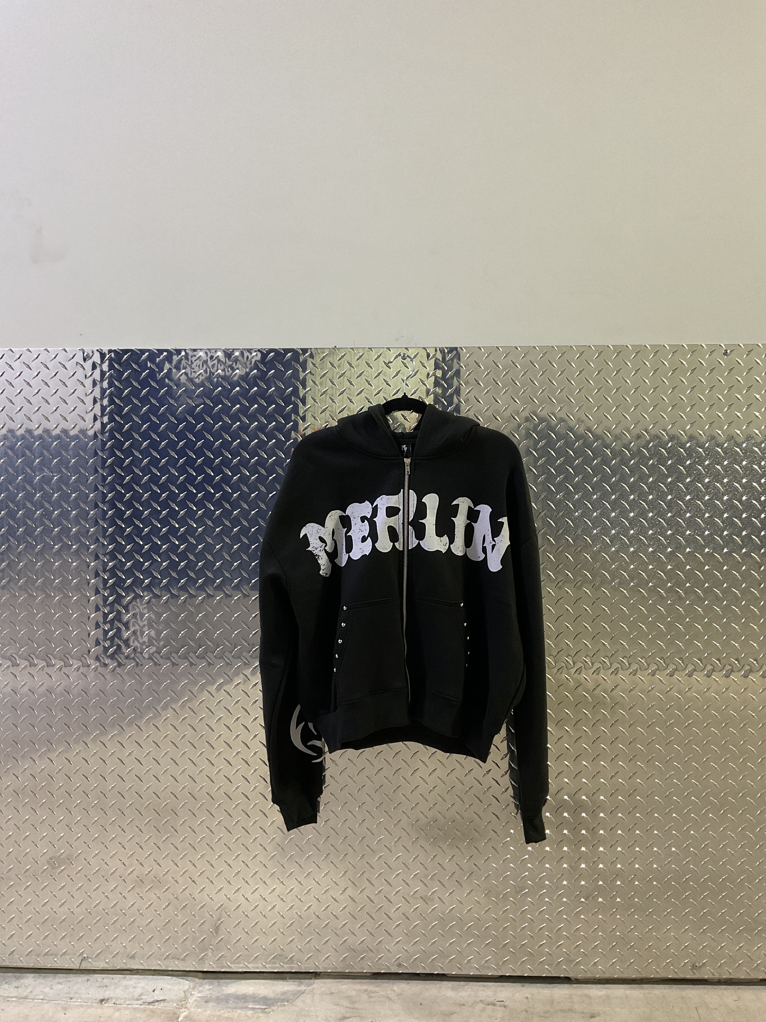 MERLIN STUDDED POCKET ZIP UP