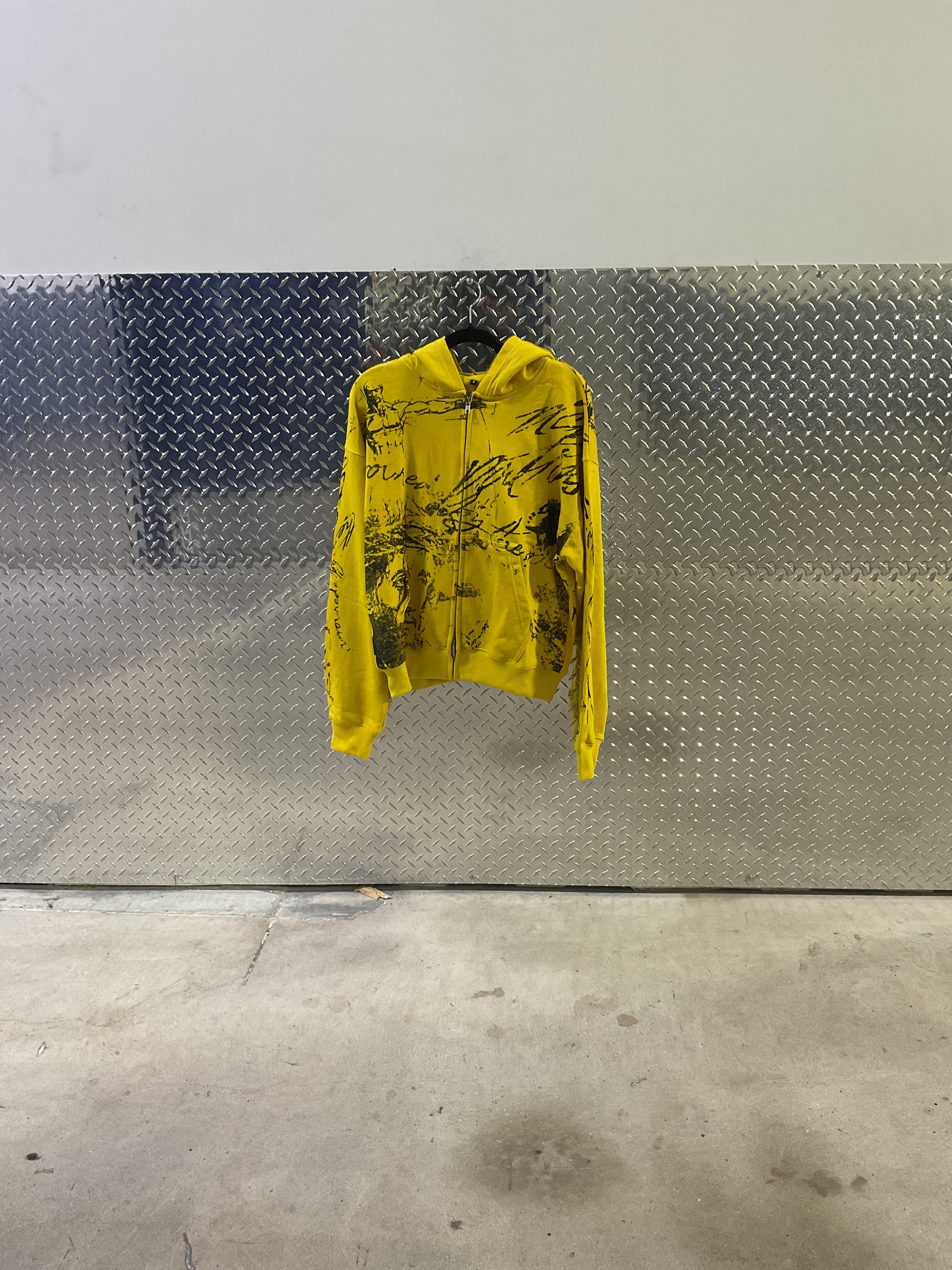 Yellow graffiti hoodie ￼