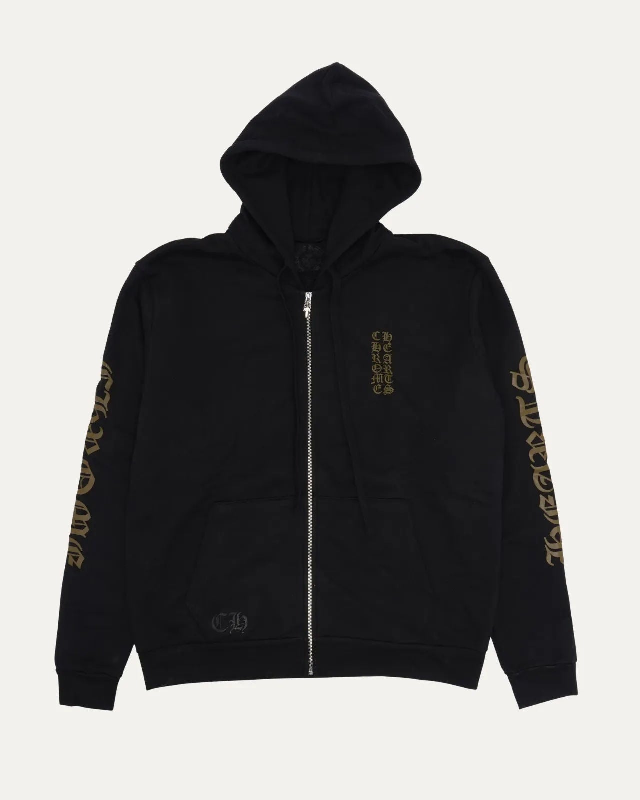 Chrome Hearts Vertical Logo Zip Up Hoodie Black/Brown - Like New