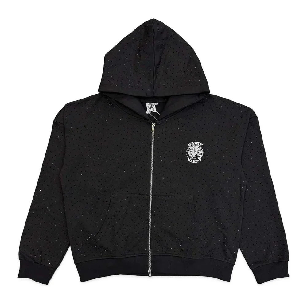 Saint Vanity Black Rhinestone ZIP Up