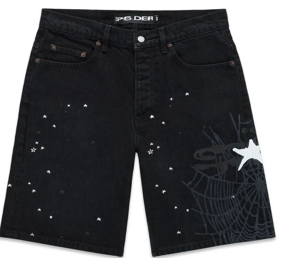 Sp5der Jean Shorts 'Black'