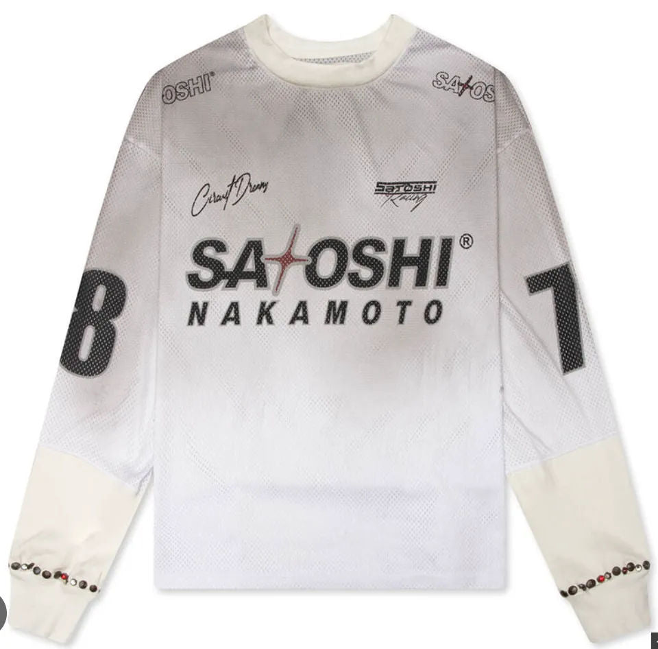 Satoshi Nakamoto Mesh Moto Jersey White
