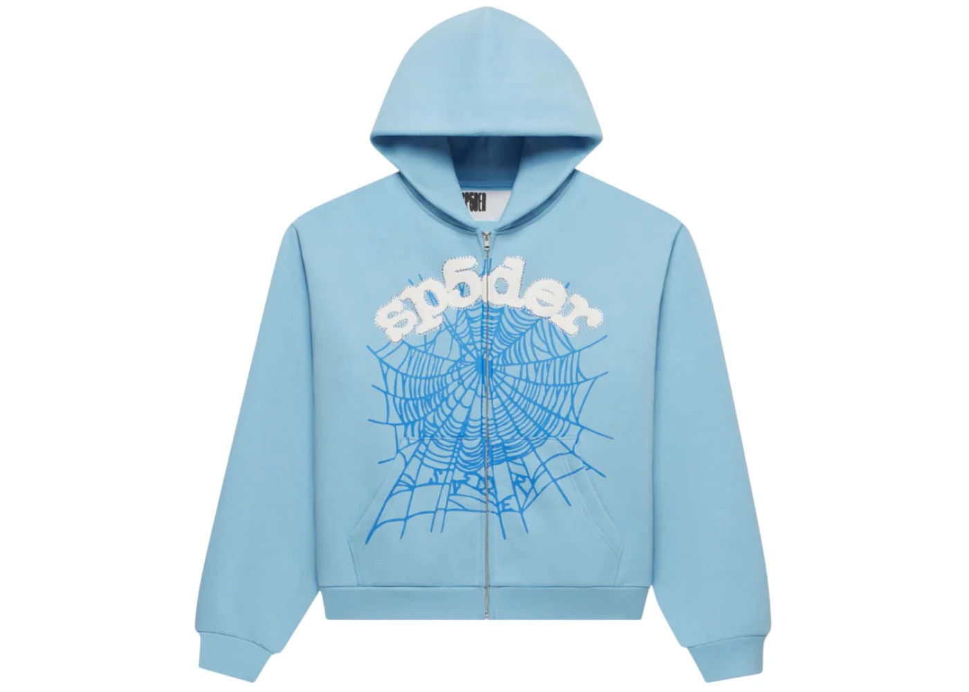 Sp5der OG Web Zip Up Hoodie (SS26) Sky Blue