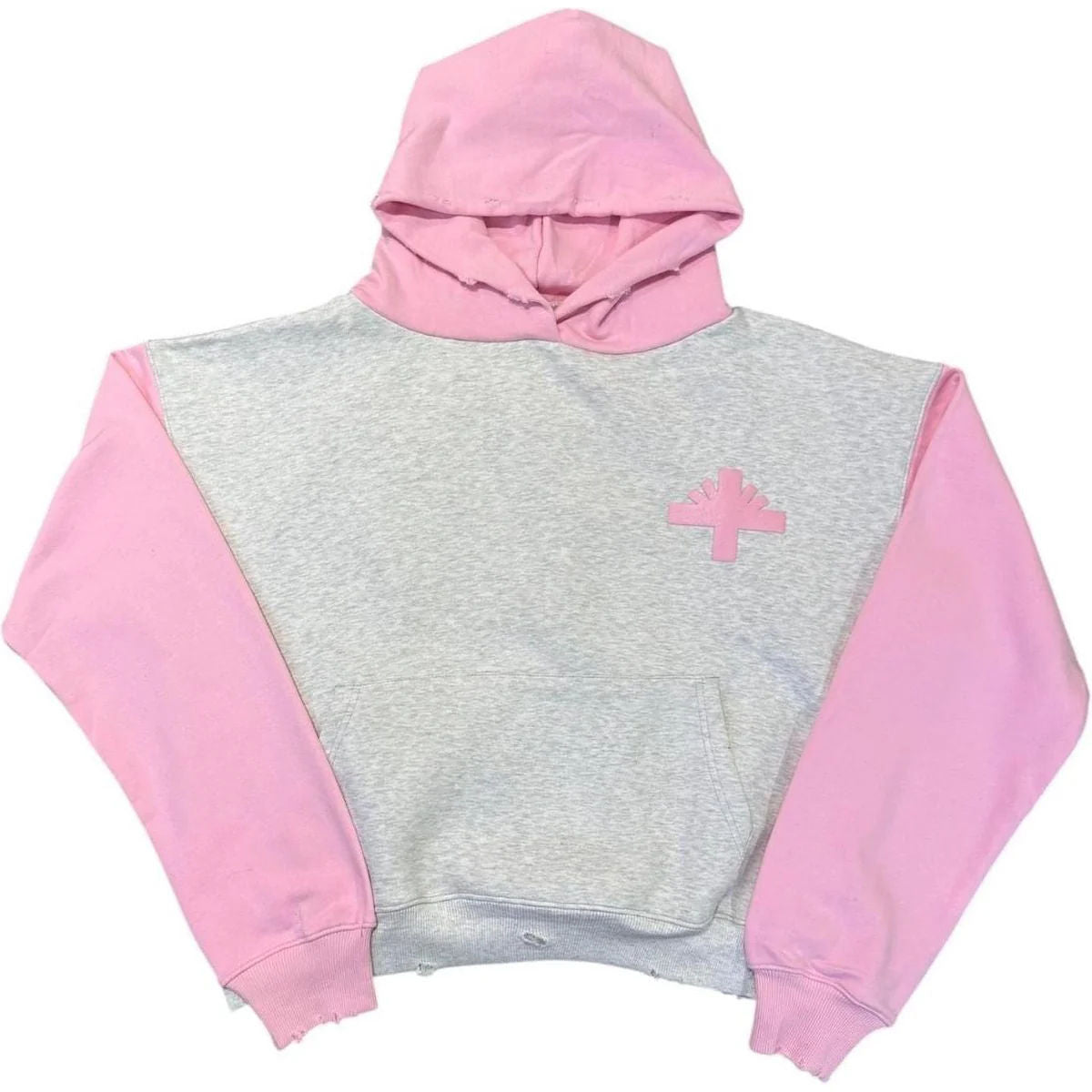 Vertabrae Classic Two-Tone Hoodie Grey/Pink
